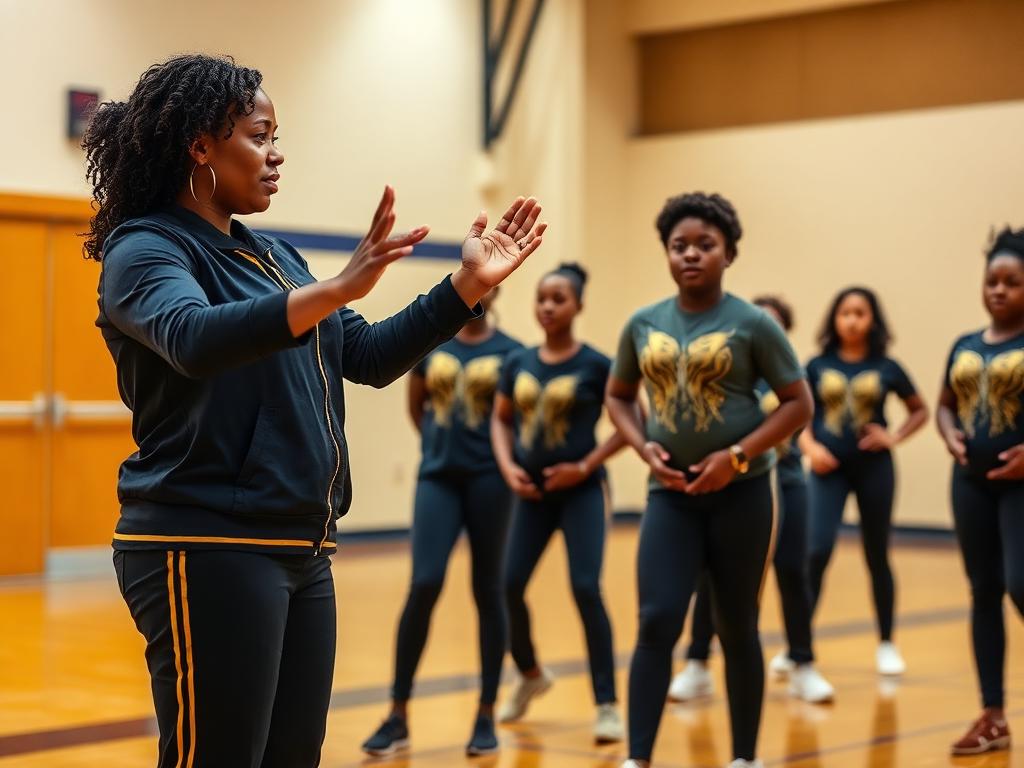 Kendra Williams coaching the team