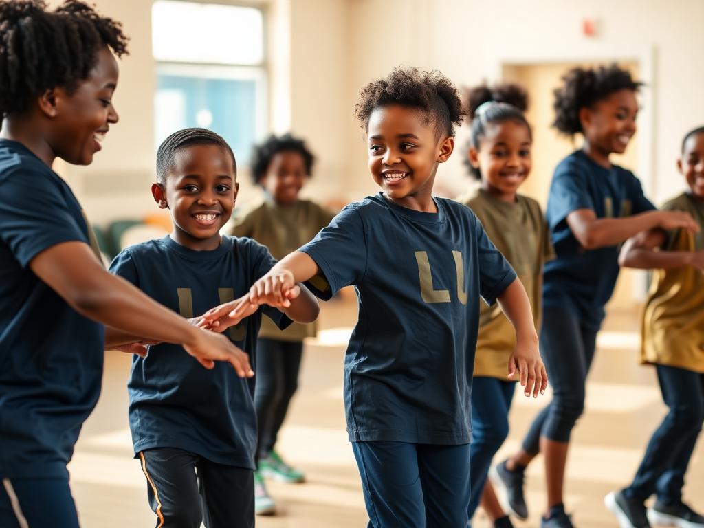 Young steppers ages 6 and up training together